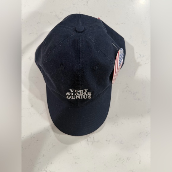 NWT “Very Stable Genius” Baseball Cap - Navy, Embroidered Text - Picture 2 of 5